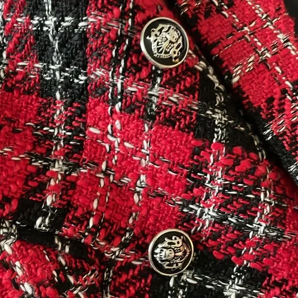 Rachel Zoe red plaid tweed skirt suit - Picture 4 of 5